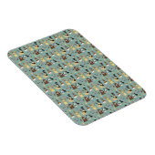 Turqouise Hintergrund Hunde Muster. Magnet (Rechte Seite)