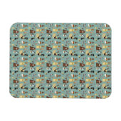 Turqouise Hintergrund Hunde Muster. Magnet (Horizontal)
