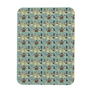 Turqouise Hintergrund Hunde Muster. Magnet