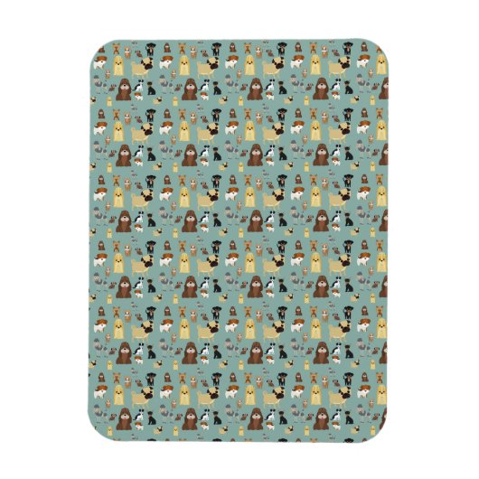 Turqouise Hintergrund Hunde Muster. Magnet (Vertikal)