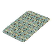 Turqouise Hintergrund Hunde Muster. Magnet (Linke Seite)
