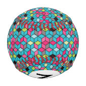 Turqouise und rosa Cube-Muster Baseball (Rückseite)