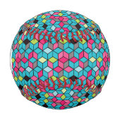 Turqouise und rosa Cube-Muster Baseball (Vorderseite)