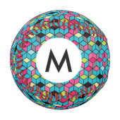 Turqouise und rosa Cube-Muster Baseball (Vorderseite Links)