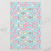 Turqouise und rosa Cube-Muster Briefpapier (Vorderseite)