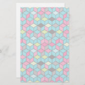 Turqouise und rosa Cube-Muster Briefpapier (Vorne/Hinten)