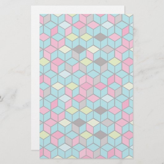 Turqouise und rosa Cube-Muster Briefpapier (Vorne/Hinten)