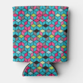 Turqouise und rosa Cube-Muster Dosenkühler (Vorderseite)