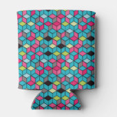 Turqouise und rosa Cube-Muster Dosenkühler (Rückseite)