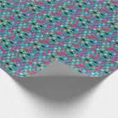 Turqouise und rosa Cube-Muster Geschenkpapier (Ecke)
