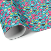 Turqouise und rosa Cube-Muster Geschenkpapier (Rolleneckpunkt)