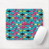 Turqouise und rosa Cube-Muster Mousepad (Mit Mouse)