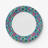 Turqouise und rosa Cube-Muster Pappteller (Vorderseite)