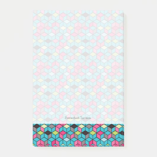 Turqouise und rosa Cube-Muster Post-it Klebezettel (Vorderseite)