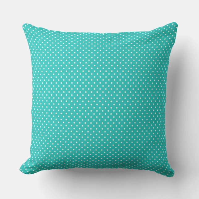Turqouise und White Polka Dots Throw Kissen (Vorderseite)
