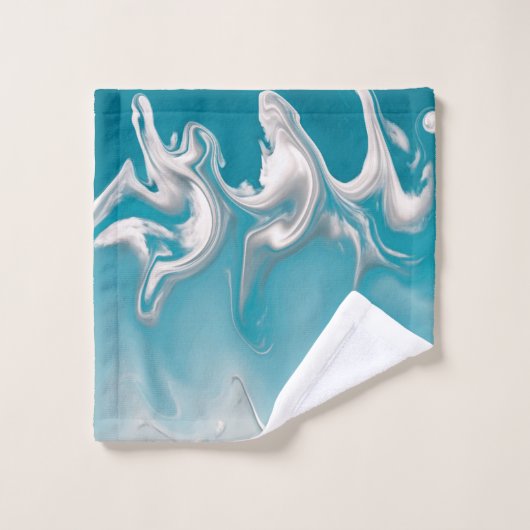 turquesa con blanco remolina badhandtuch set (Waschlappen)