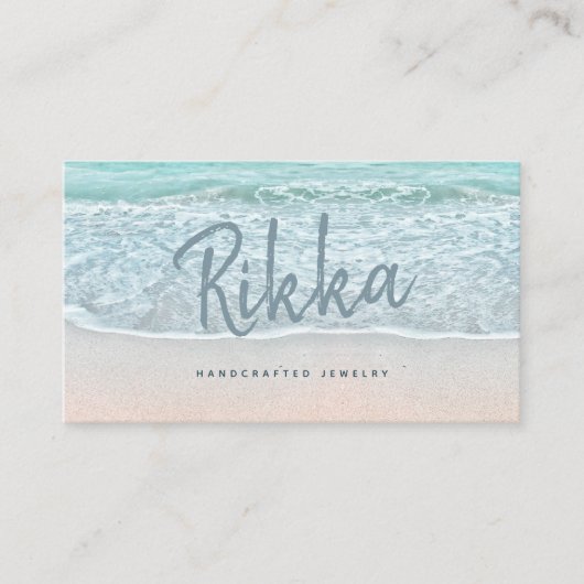 Turquioise Ocean Sandy Beach Handmade Schmuck Visitenkarte (Vorderseite)