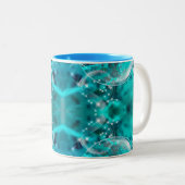 Turquiose Aqua Design auf zwei Tasse (VorderseiteRechts)