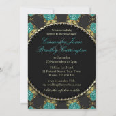 Turquiose Black Gold Sparkle Einladung zur Hochzei (Rückseite)