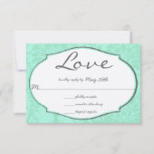 Turquiose Mint Damask Wedding UAWG Einladung (Vorderseite)