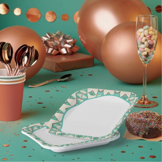 Turquiose mit Weiß Pappteller (Multi)