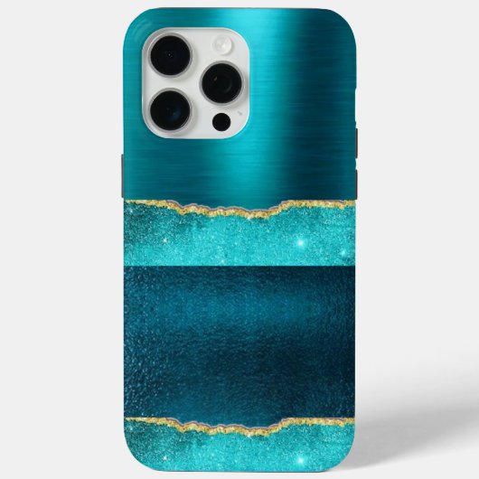 Turquiose Sparkle Cool Gold Design Case (Rückseite)