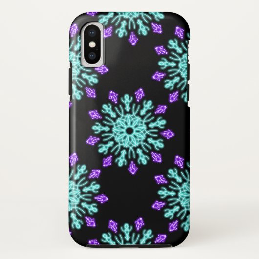 Turquiose und lila neonale Blume Case-Mate iPhone Hülle (Rückseite)