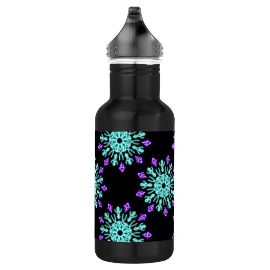 Turquiose und lila neonale Blume Edelstahlflasche (Rechts)