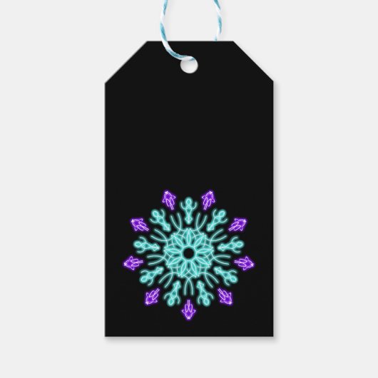 Turquiose und lila neonale Blume Geschenkanhänger (Vorderseite)