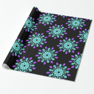 Turquiose und lila neonale Blume Geschenkpapier