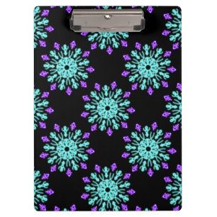 Turquiose und lila neonale Blume Klemmbrett