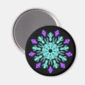 Turquiose und lila neonale Blume Magnet (Vorderseite/Rückseite)