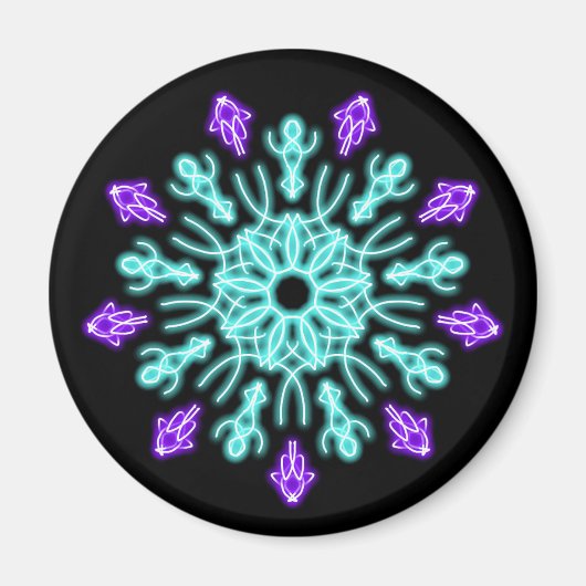Turquiose und lila neonale Blume Magnet (Vorne)