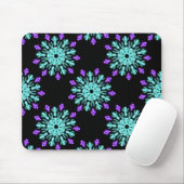 Turquiose und lila neonale Blume Mousepad (Mit Mouse)