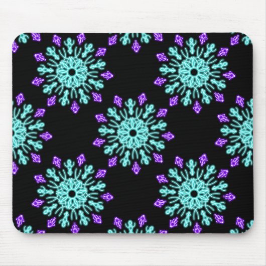 Turquiose und lila neonale Blume Mousepad (Vorne)