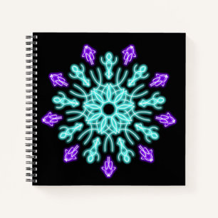Turquiose und lila neonale Blume Notizblock