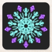 Turquiose und lila neonale Blume Rechteckiger Pappuntersetzer (Vorderseite)