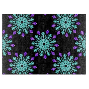 Turquiose und lila neonale Blume Schneidebrett