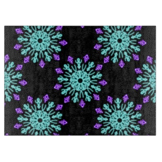 Turquiose und lila neonale Blume Schneidebrett (Vorderseite)