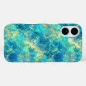 Turquise Crumpled Textur Case-Mate iPhone Hülle (Rückseite (Horizontal))