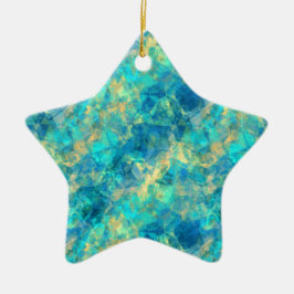 Turquise Crumpled Textur Keramik Ornament