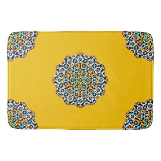 Turquise und gelber Marmor marokkanischer Mosaik Badematte (Vorderseite)