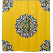 Turquise und gelber Marmor marokkanischer Mosaik Duschvorhang (Vorderseite)