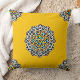 Turquise und gelber Marmor marokkanischer Mosaik Kissen