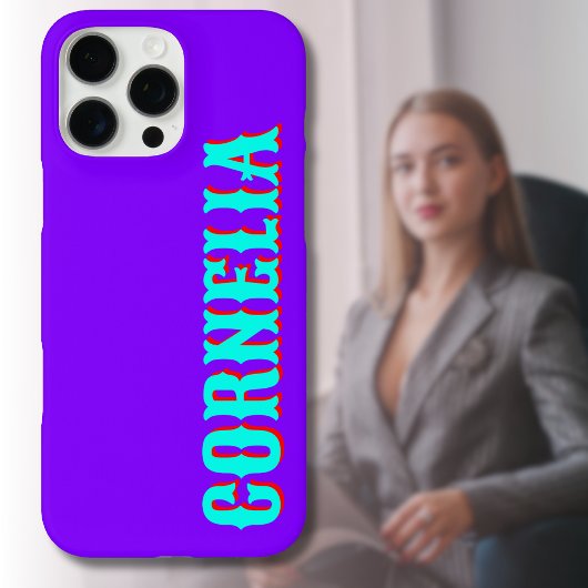 Turquoise 3D Red Modern Name | Funny Neon Indigo Case-Mate iPhone Hülle