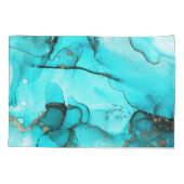 Turquoise Abstrakt Pillow Case Kissenbezug (Rückseite-Links)