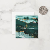 Turquoise Agate Geode Gold Glitzer Script Monogram Mitteilungskarte (Vorderseite/Rückseite Beispiel)