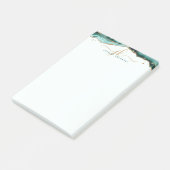 Turquoise Agate Geode Gold Glitzer Script Monogram Post-it Klebezettel (angewinkelt)
