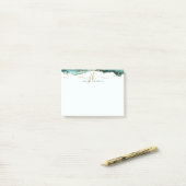 Turquoise Agate Geode Gold Glitzer Script Monogram Post-it Klebezettel (Auf Schreibtisch)