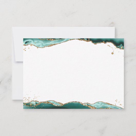 Turquoise Agate Geode Monogram Script Gold Glitzer Mitteilungskarte (Rückseite)